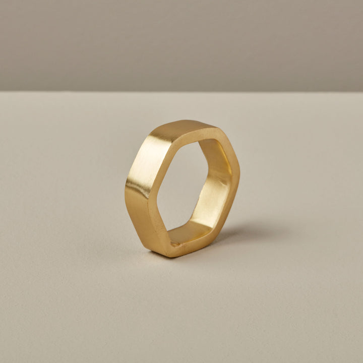 NAPKIN RING GOLD HEXAGON #56639