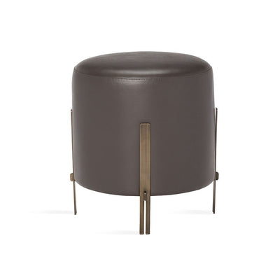 STOOL GREY LEATHER WITH BRONZE LEGS