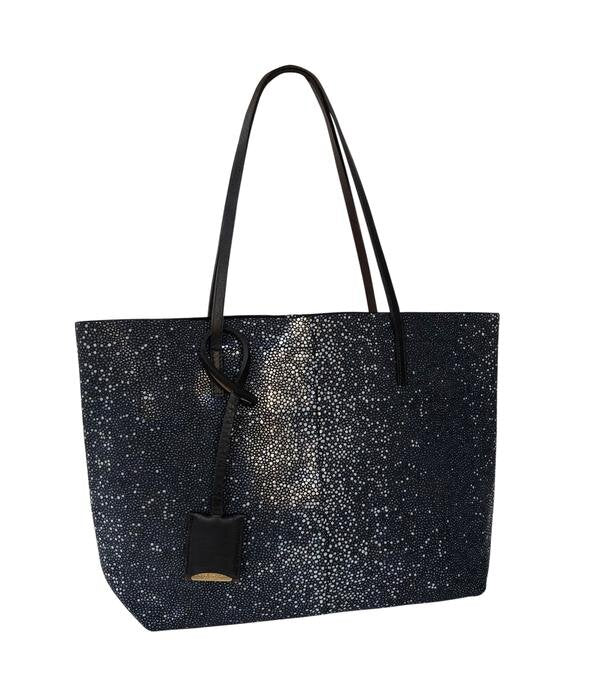 LINDE GALLERY TOTE BAG SHAGREEN SUEDE - BLACK SMALL