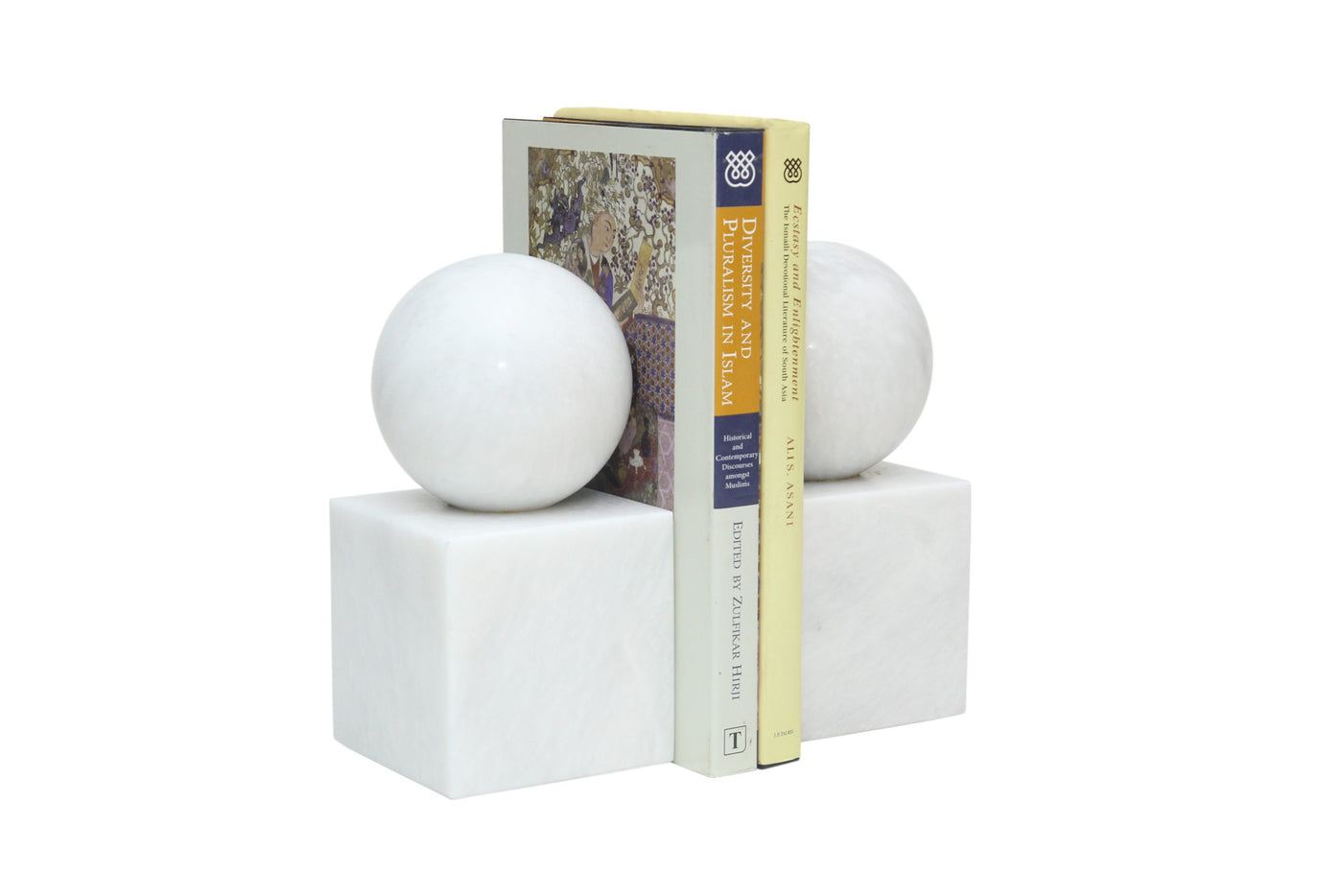 BOOKENDS BALL ON CUBE PEARL WHITE