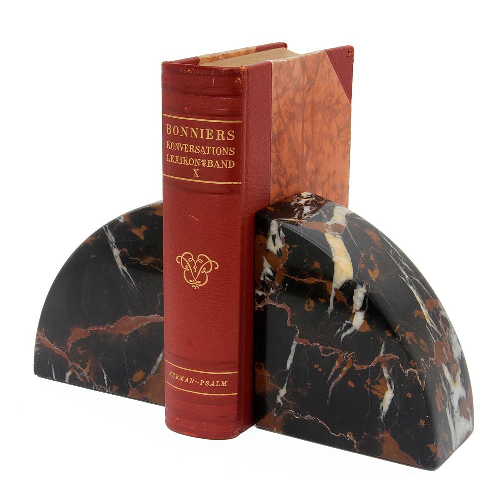 BOOKENDS MARBLE HEMISPHERE BLACK & GOLD