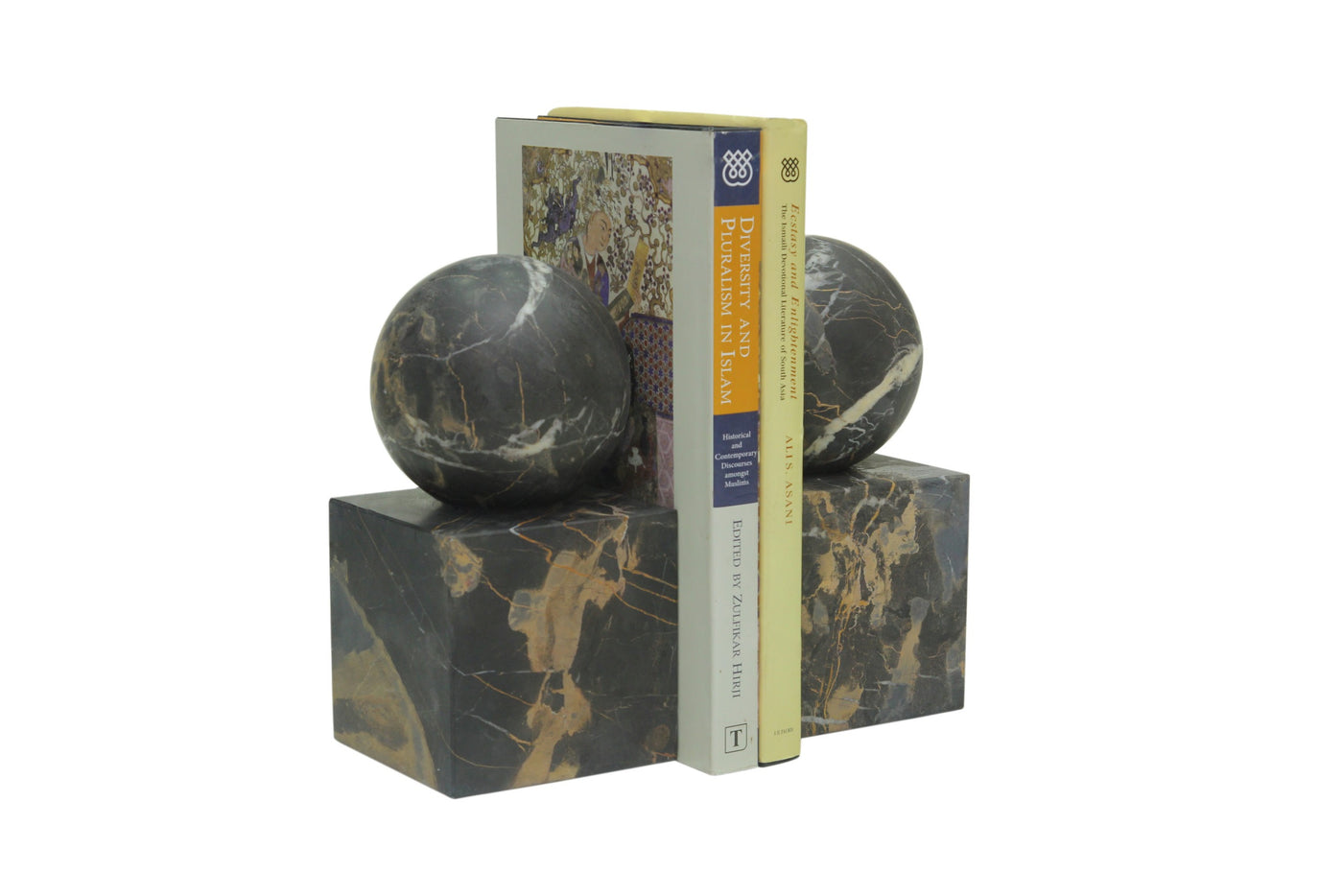 BOOKENDS BALL ON CUBE BLACK & GOLD