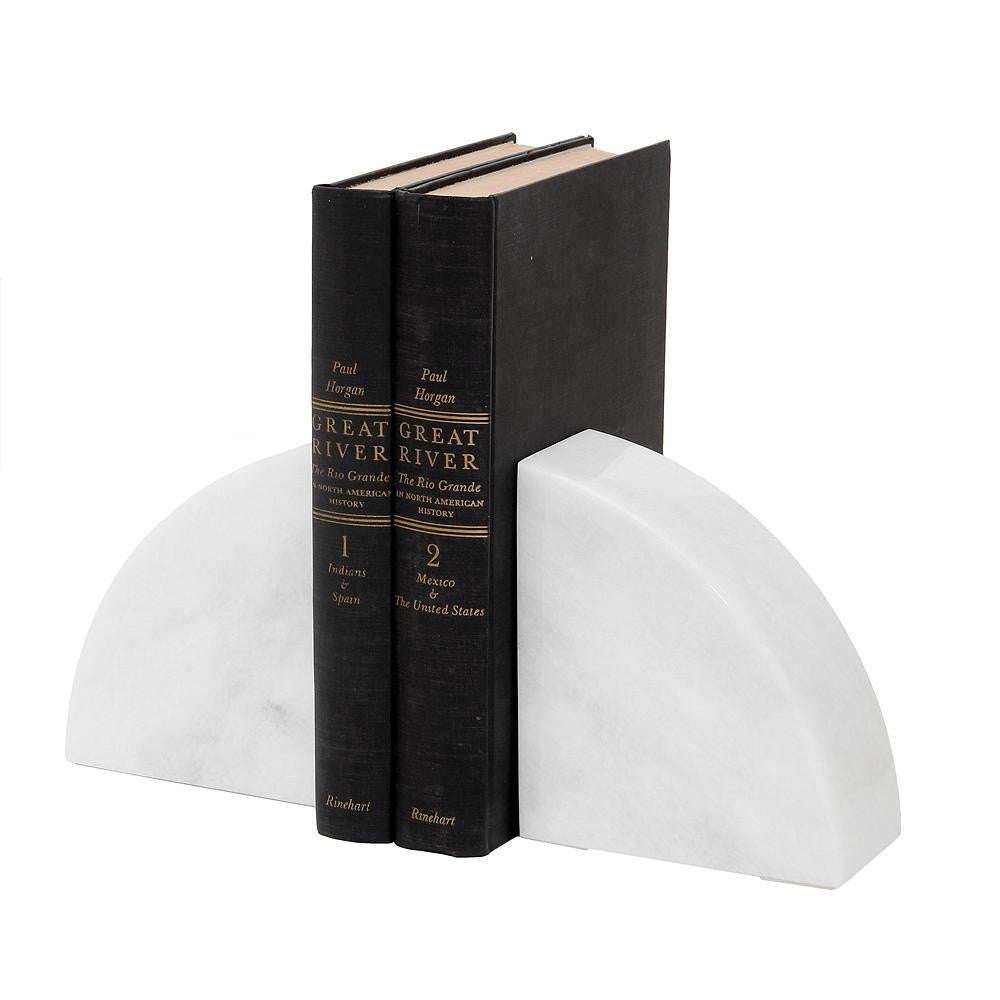 BOOKENDS MARBLE HEMISPHERE PEARL WHITE #10994