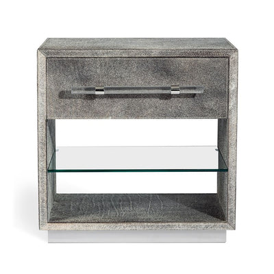BEDSIDE CHEST NATURAL HIDE WITH ACRYLIC BAR PULL