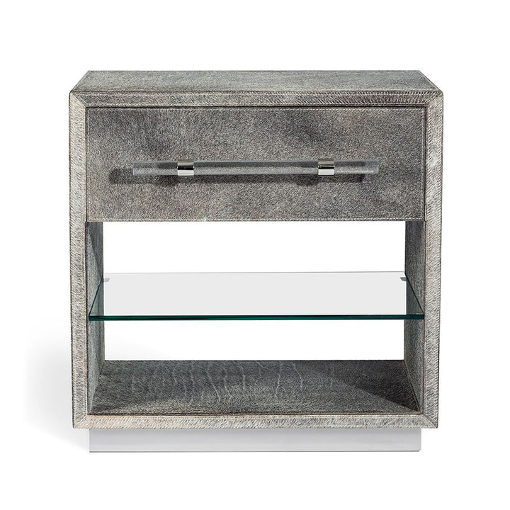 BEDSIDE CHEST NATURAL HIDE WITH ACRYLIC BAR PULL #46053