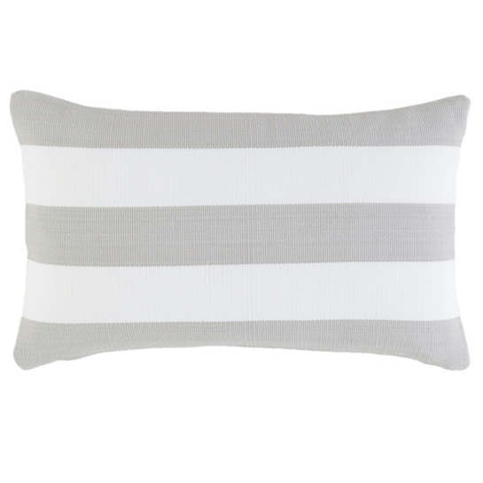 PILLOW DECORATIVE INDOOR/OUTDOOR STRIPE PEARL GREY/WHITE