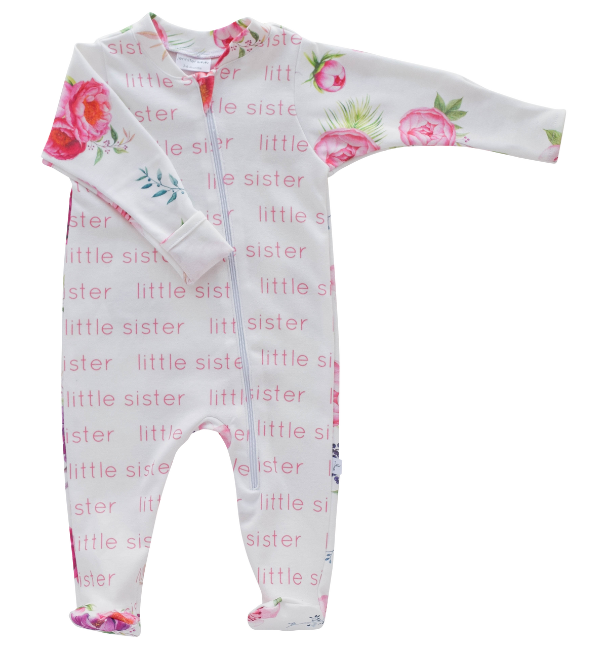 FOOTIE ZIP UP LITTLE SISTER PEONY #57261