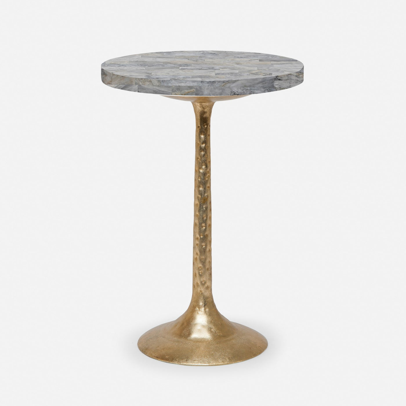 TABLE ROUND SHINY GOLD BASE GRAY ROMBLON STONE