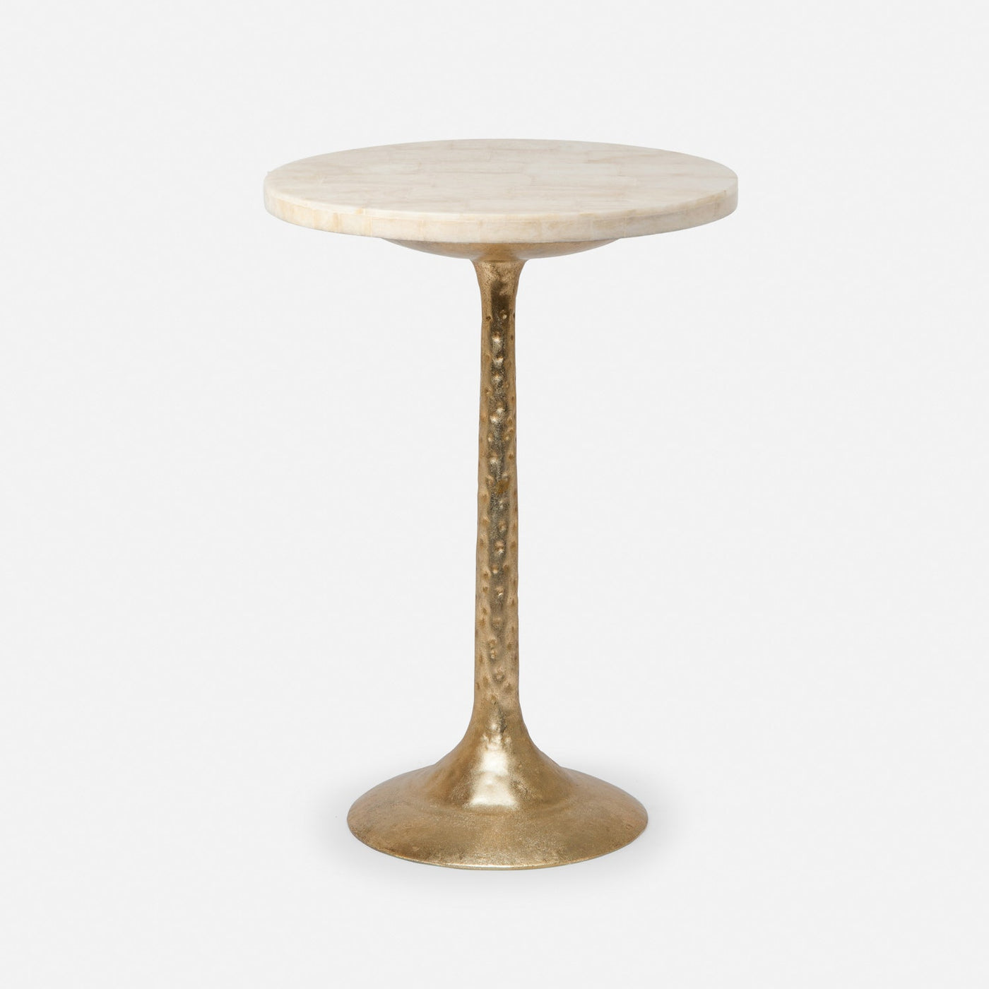 TABLE ROUND SHINY GOLD BASE ICE CRYSTAL STONE