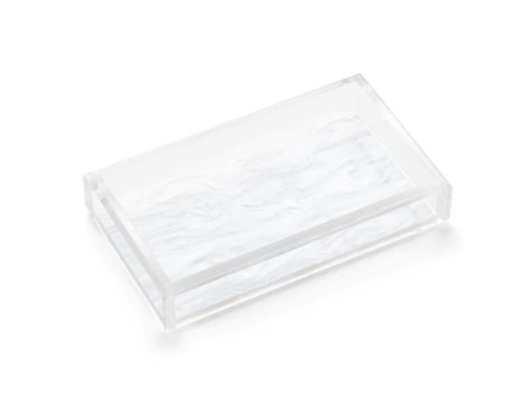 TRAY GUEST TOWEL ACRYLIC WITH PEARL BOTTOM