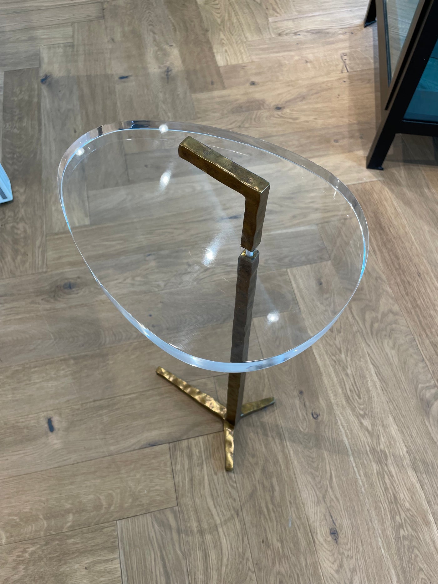 SIDE TABLE ACRYLIC TOP & ANTIQUE BRONZE