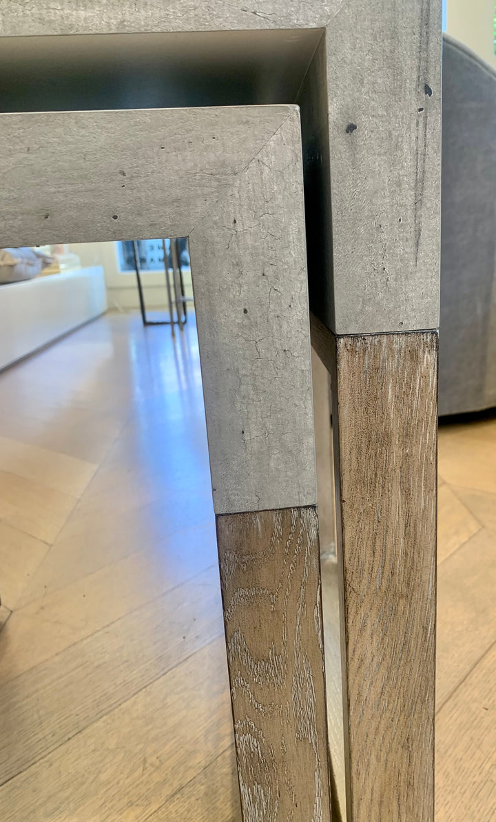 NESTING TABLES SILVER WHITE OAK LEGS S/2 #55905