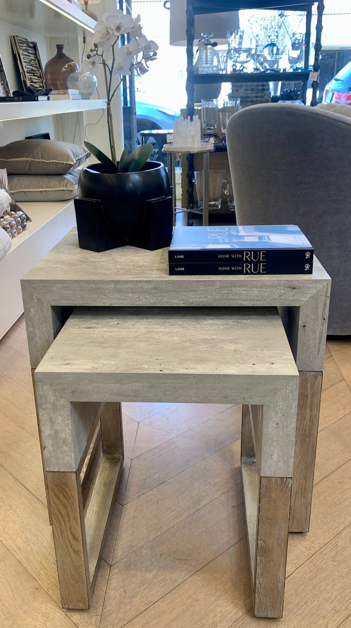 NESTING TABLES SILVER WHITE OAK LEGS S/2 #55905