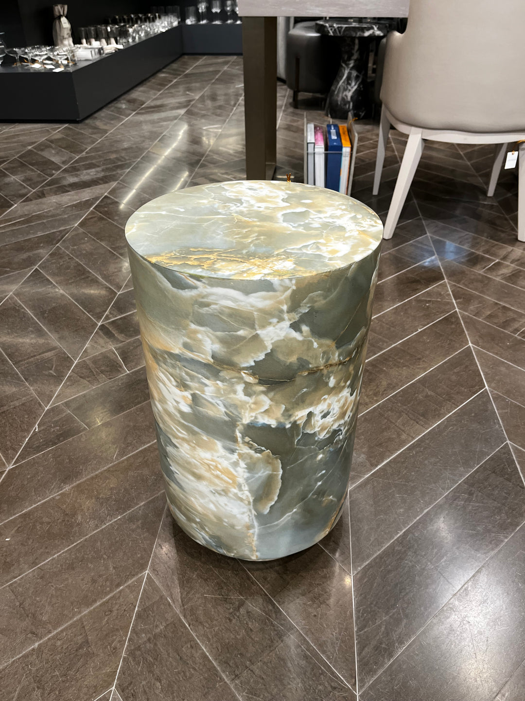 ACCENT TABLE JADE FAUX MARBLE ROUND #58607