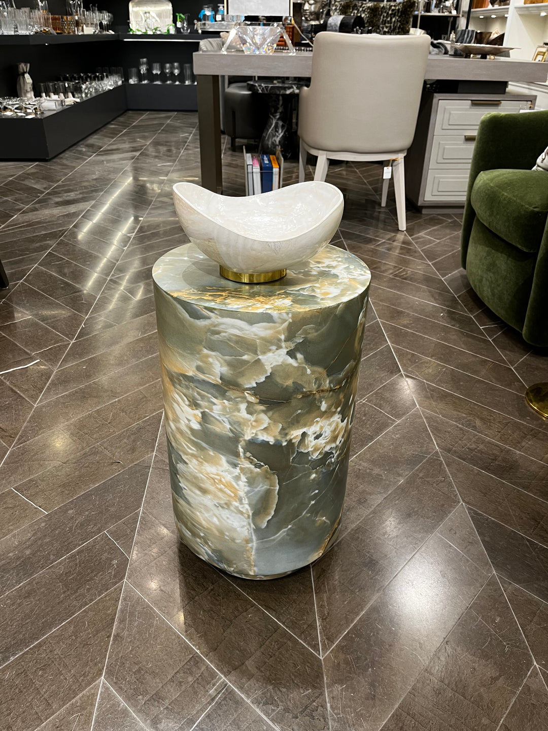 ACCENT TABLE JADE FAUX MARBLE ROUND #58607