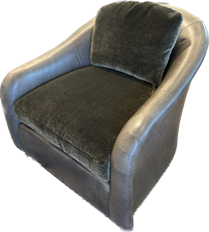 CHAIR SWIVEL LEATHER & MOHAIR CUSH #58593