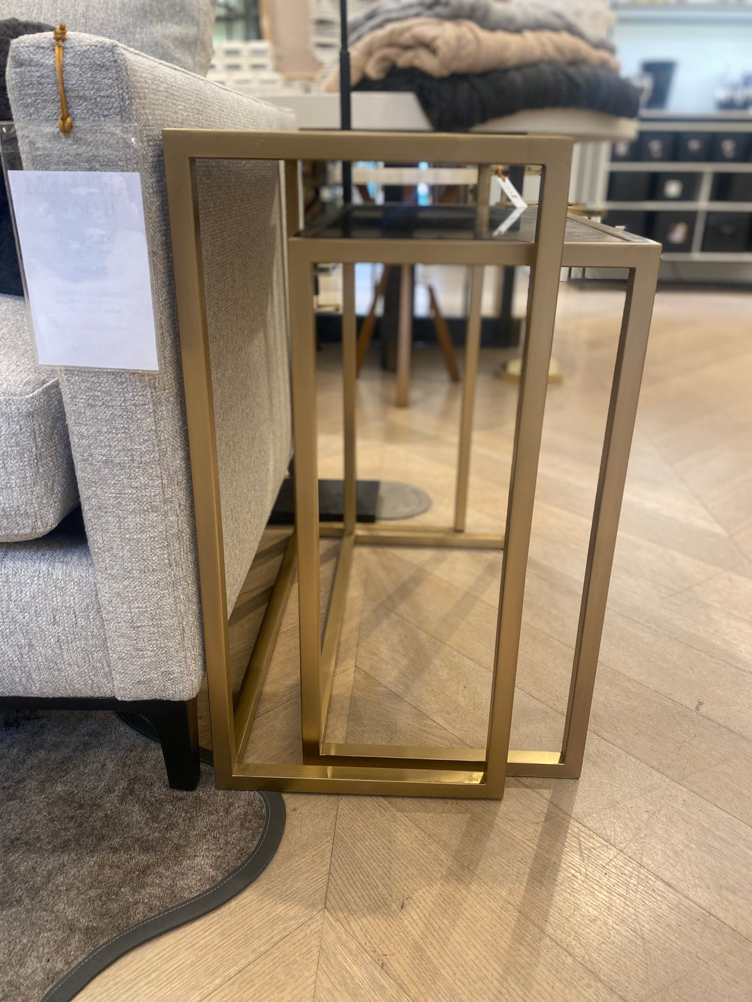 TABLES WITH MARBLE TOP & GOLD FINISH S/2 #58884