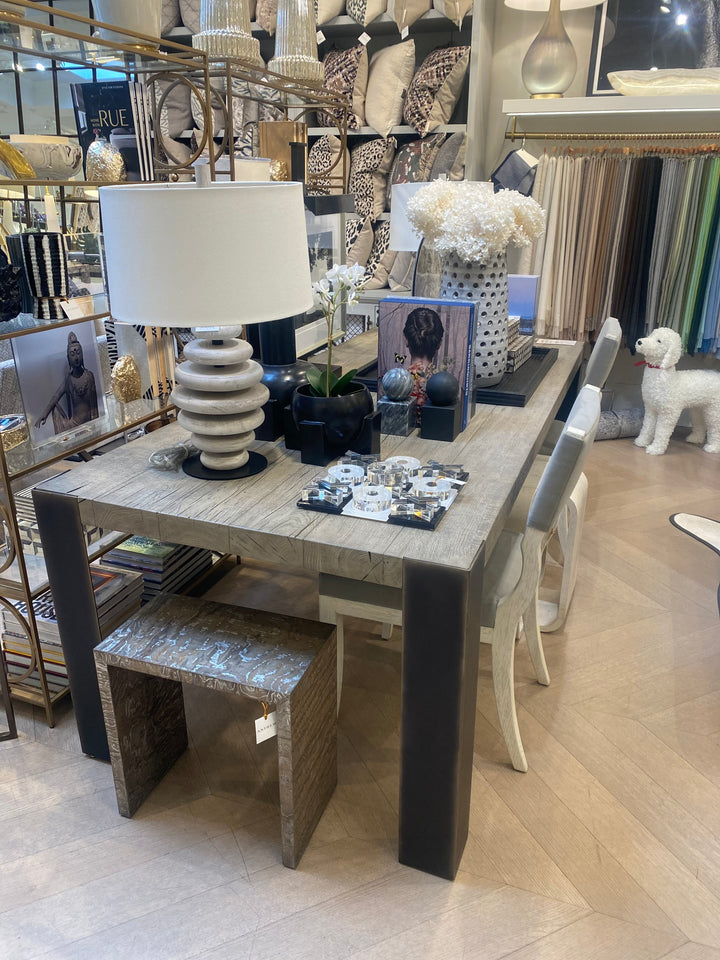 DINING TABLE IN OAK WOOD GUNMETAL #42802