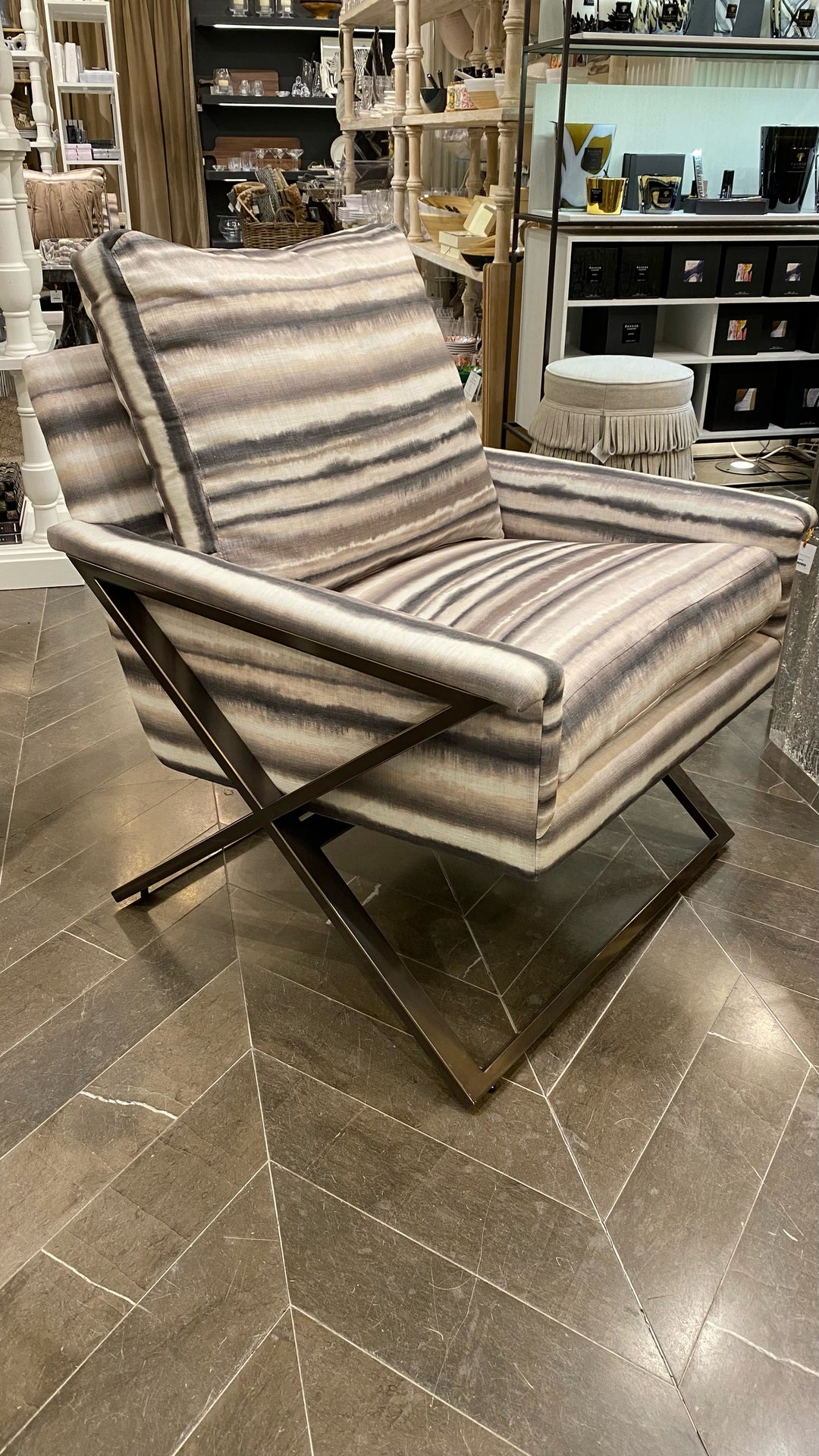 CHAIR TAUPE WITH STRIPES #63253