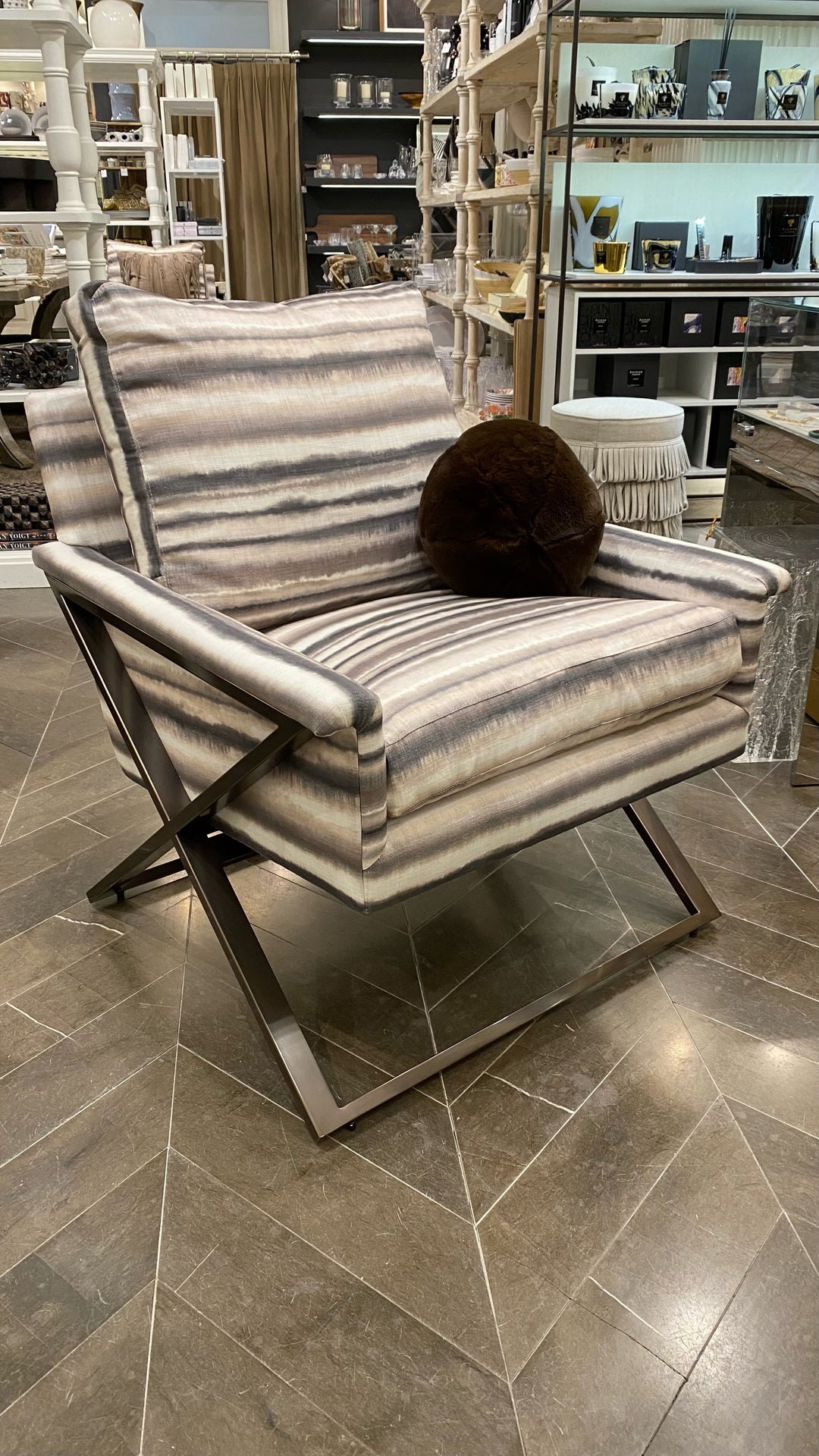 CHAIR TAUPE WITH STRIPES #63253