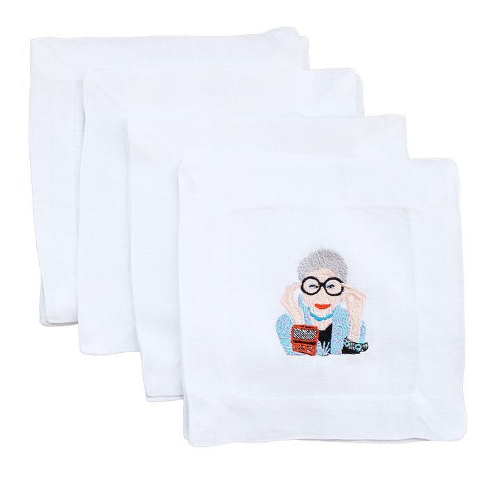 NAPKIN COCKTAIL LINEN IRIS APFEL S/4 #41726