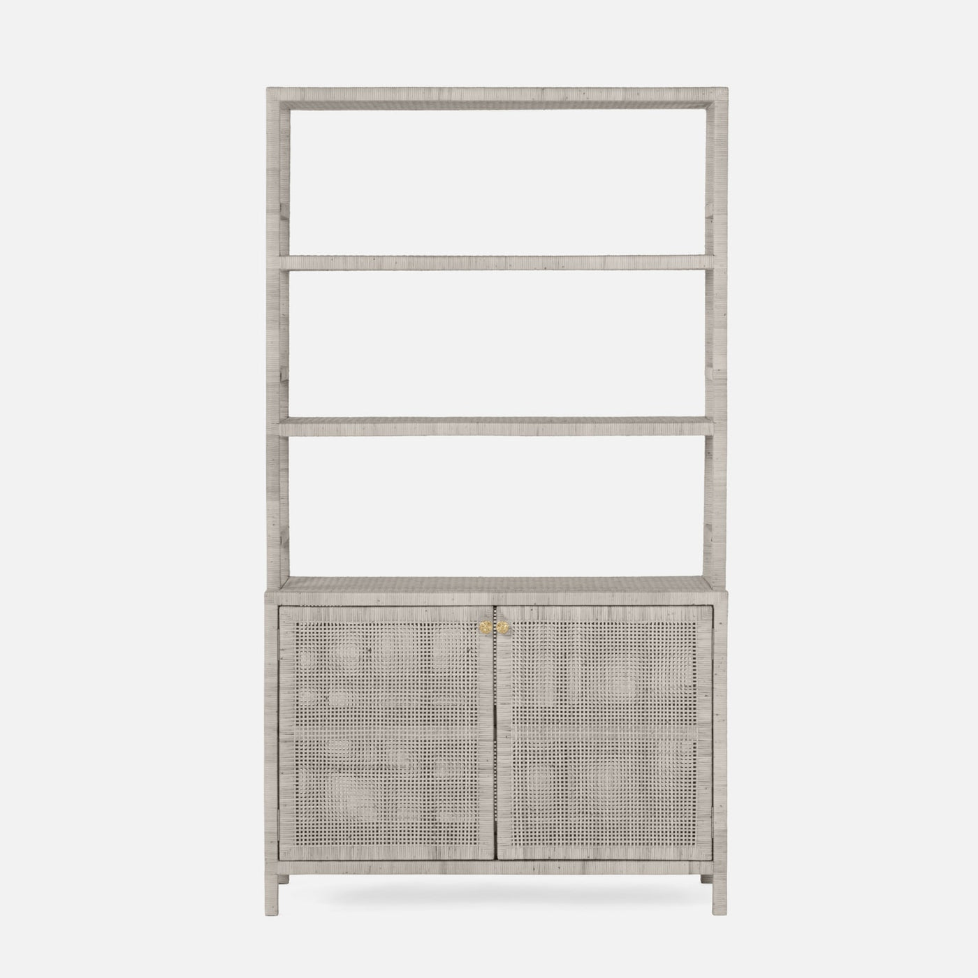 BOOKCASE FRENCH GRAY PEELED RATTAN
