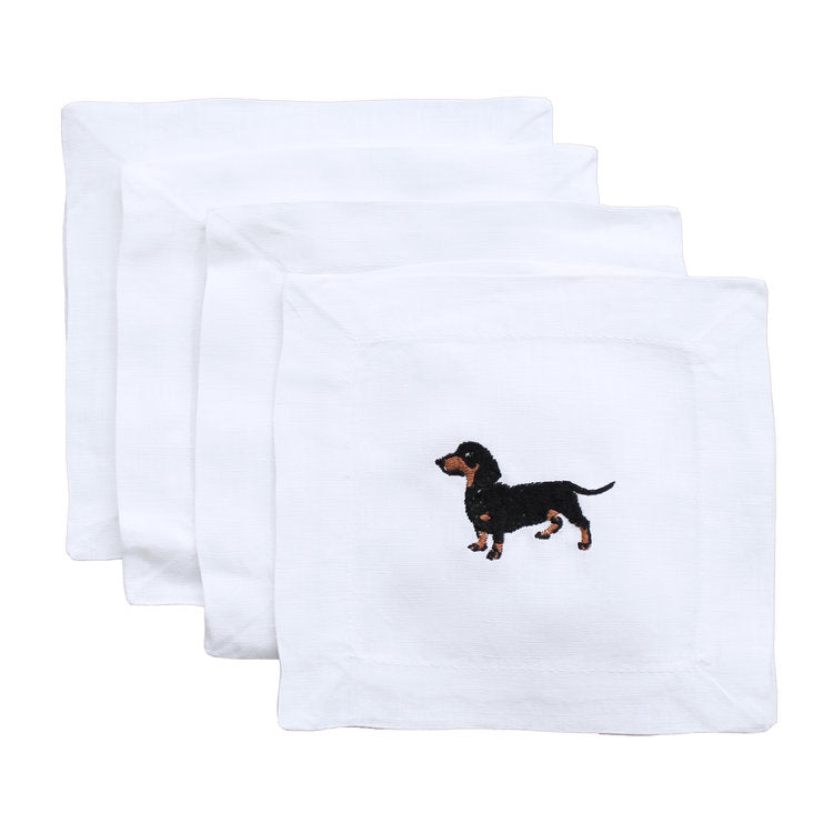NAPKIN COCKTAIL LINEN DACHSHUND - SET OF 4