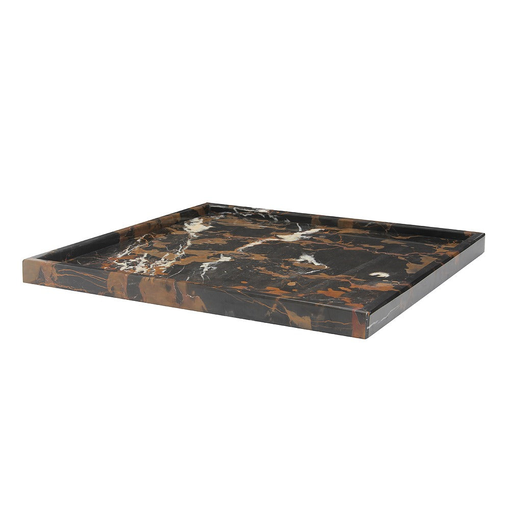 TRAY MARBLE BLACK & GOLD SQUARE #59414