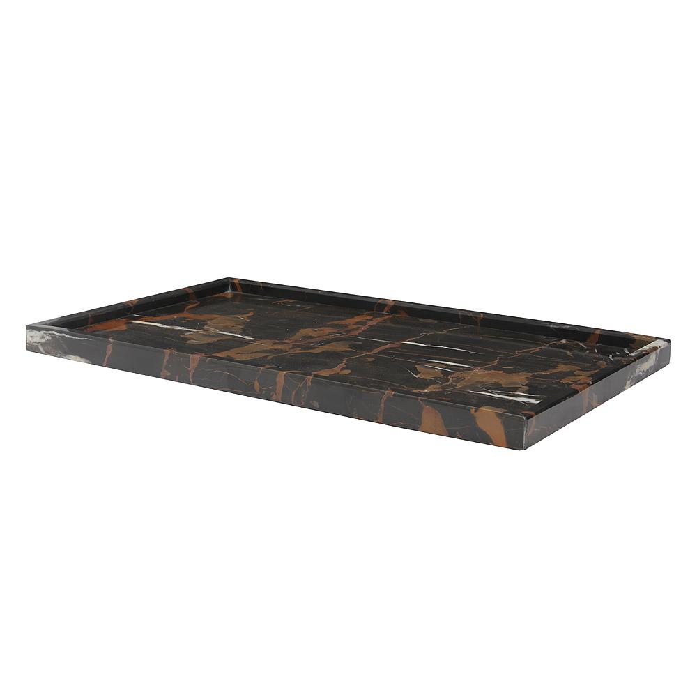 TRAY MARBLE BLACK & GOLD RECTANGULAR