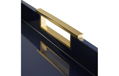 TRAY NAVY WITH SOLID BRASS HANDLES LARGE