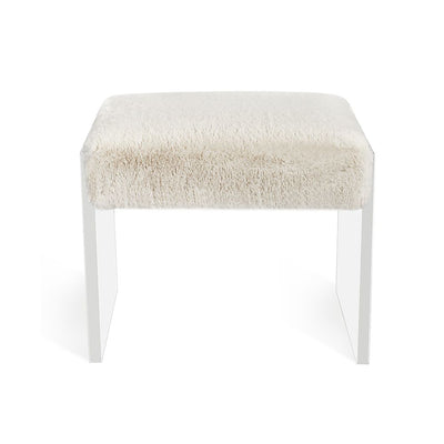 STOOL IVORY FAUX FUR TOP ACRYLIC SIDES