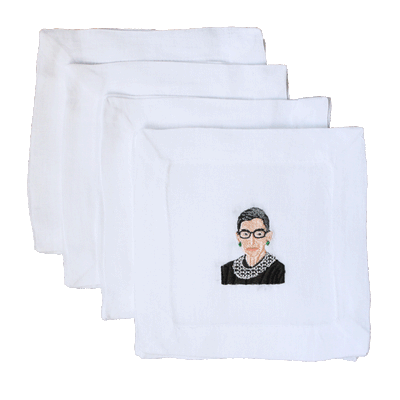 NAPKIN COCKTAIL LINEN RUTH BADER GINSBURG - SET OF 4