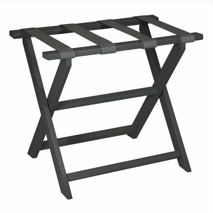 LUGGAGE RACK - DARK GREY FRAME WITH GREY HIDE BRINDLE STRAPS #29393