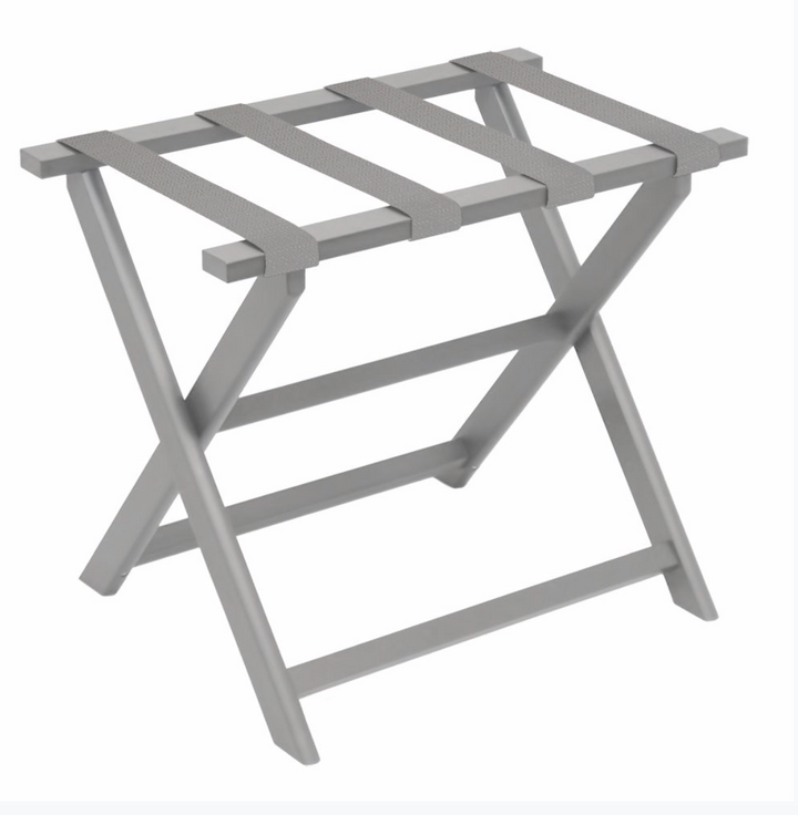 LUGGAGE RACK-LIGHT GREY FRAME WITH GREY BRINDLE STRAPS #29395