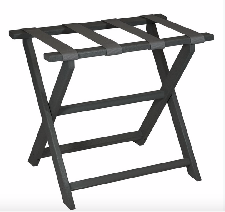 LUGGAGE RACK- BLACK FRAME WITH BLACK TOILE STRAPS #20792
