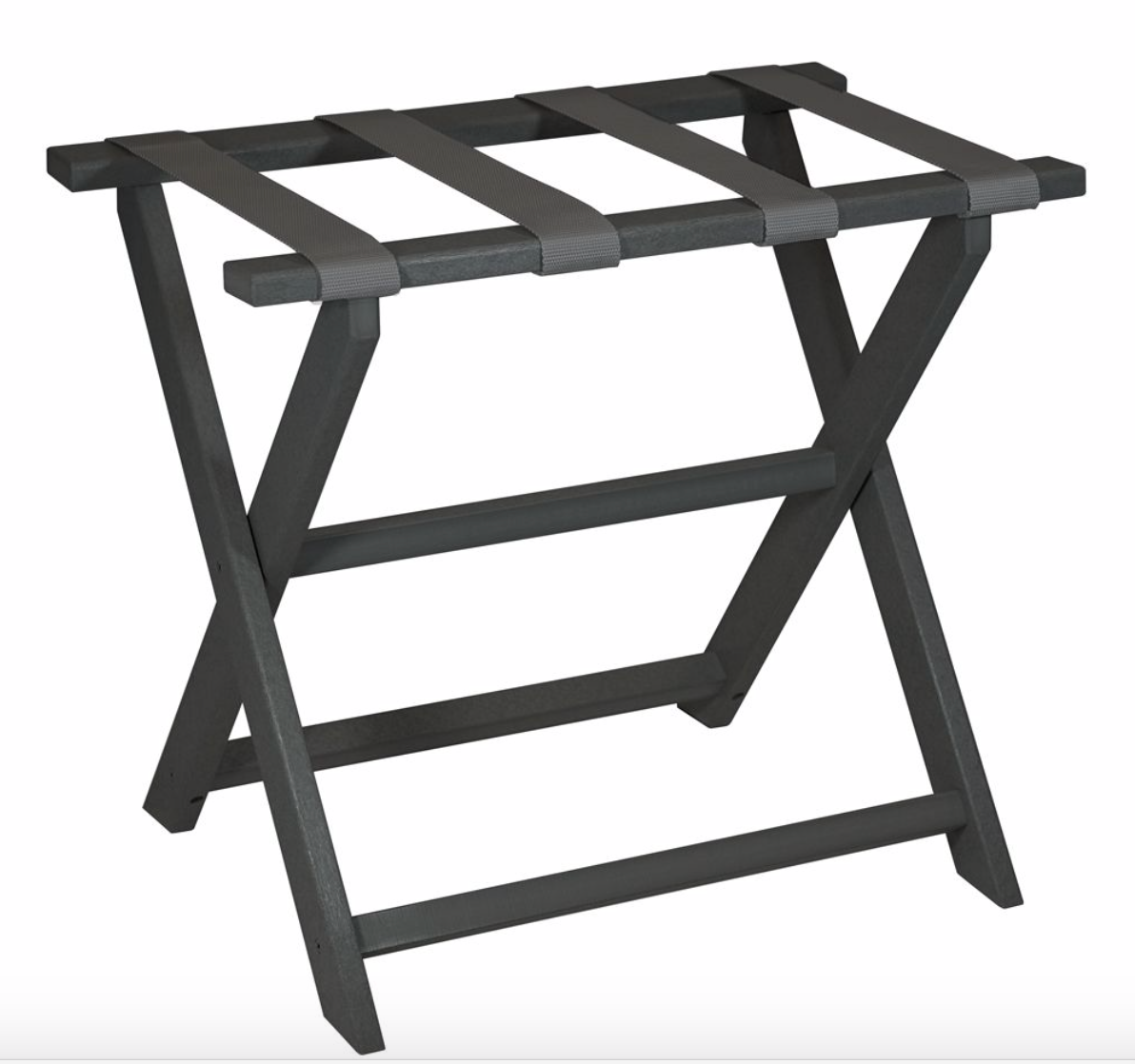 LUGGAGE RACK- BLACK FRAME WITH ZEBRA STRAPS