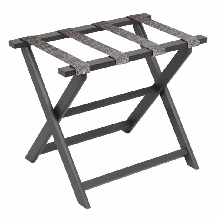 LUGGAGE RACK- DARK GREY FRAME WITH NEUTRAL MESH STRAPS #29394