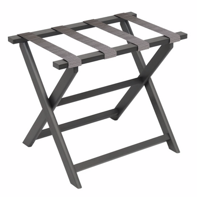 LUGGAGE RACK- DARK GREY FRAME WITH NEUTRAL MESH STRAPS