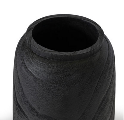 VASE BLACK CHARCOAL WOOD (Available in 2 Sizes)