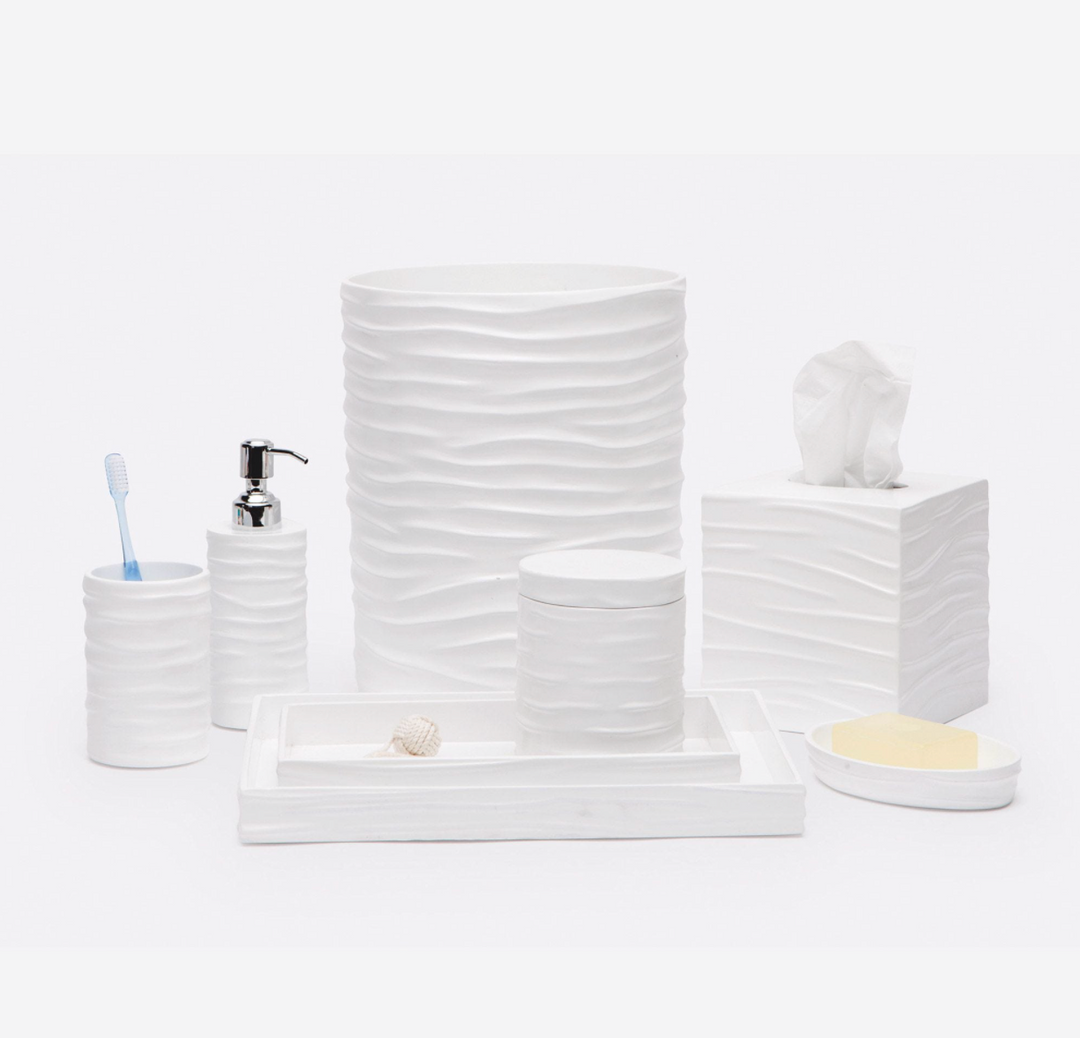BATH COLLECTION WHITE LACQUER RESIN WAVE