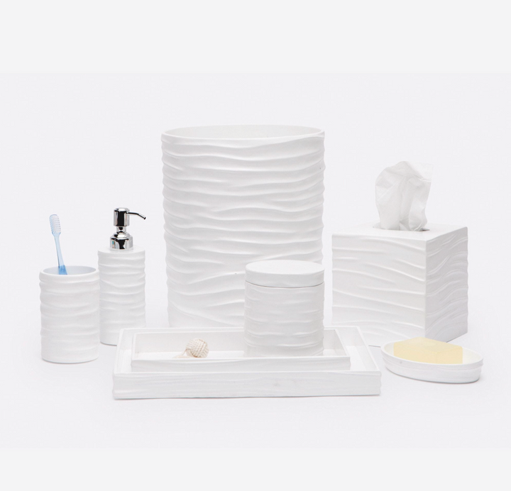 BATH COLLECTION WHITE LACQUER RESIN WAVE