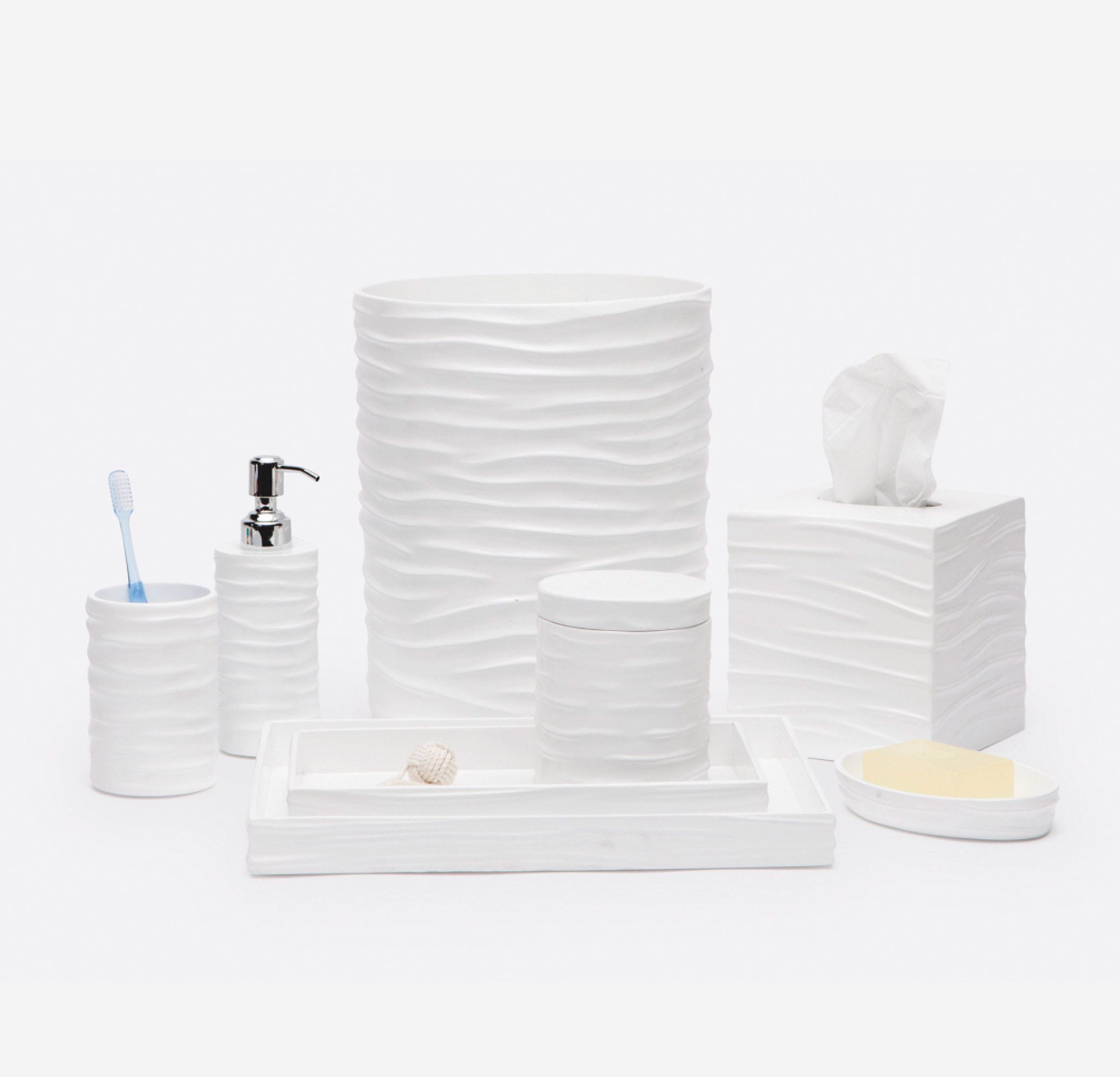 BATH COLLECTION WHITE LACQUER RESIN WAVE