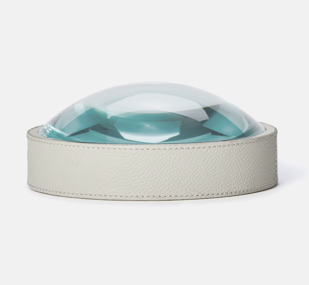 MAGNIFYING GLASS GRAY LEATHER LG #50353