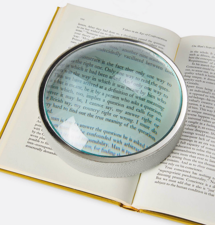 MAGNIFYING GLASS GRAY LEATHER LG #50353