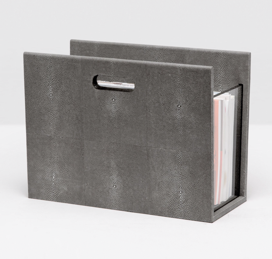 MAGAZINE HOLDER REALISTIC FAUX SHAGREEN & ACRYLIC (Available in 2 Finishes)