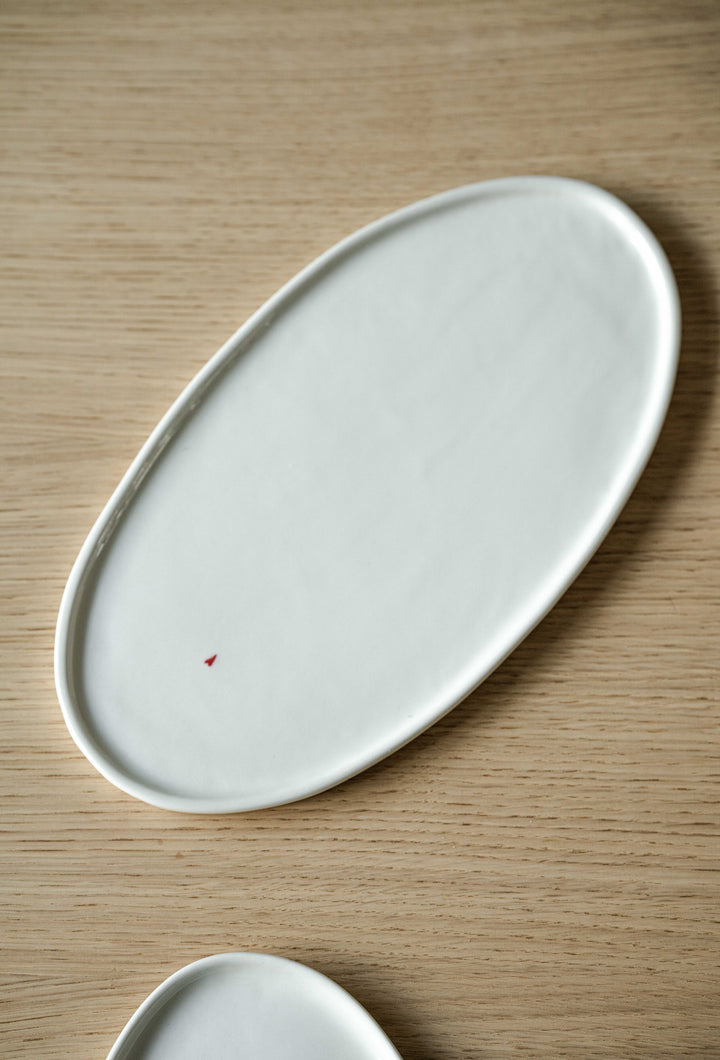 SERVING PLATTER HANDMADE OVAL PORCELAIN - MILK #53434