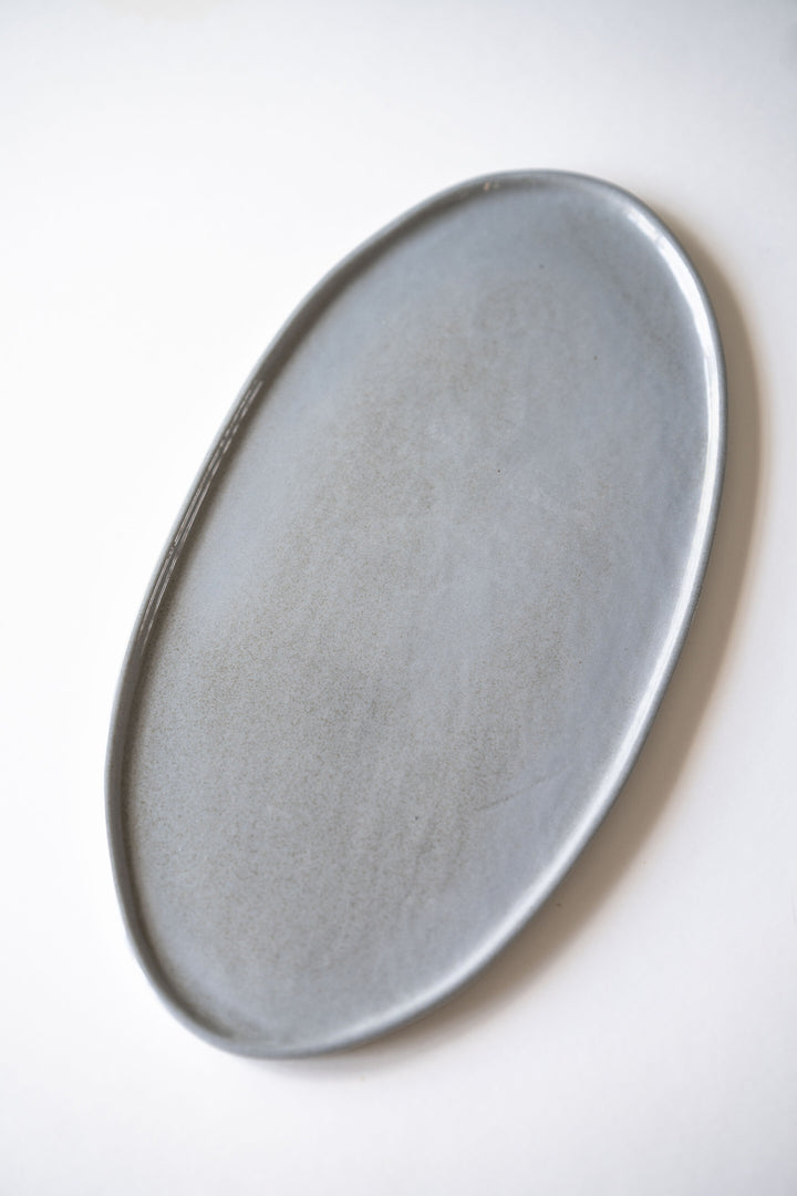 SERVING PLATTER PORCELAIN OVAL - GRAY SKY