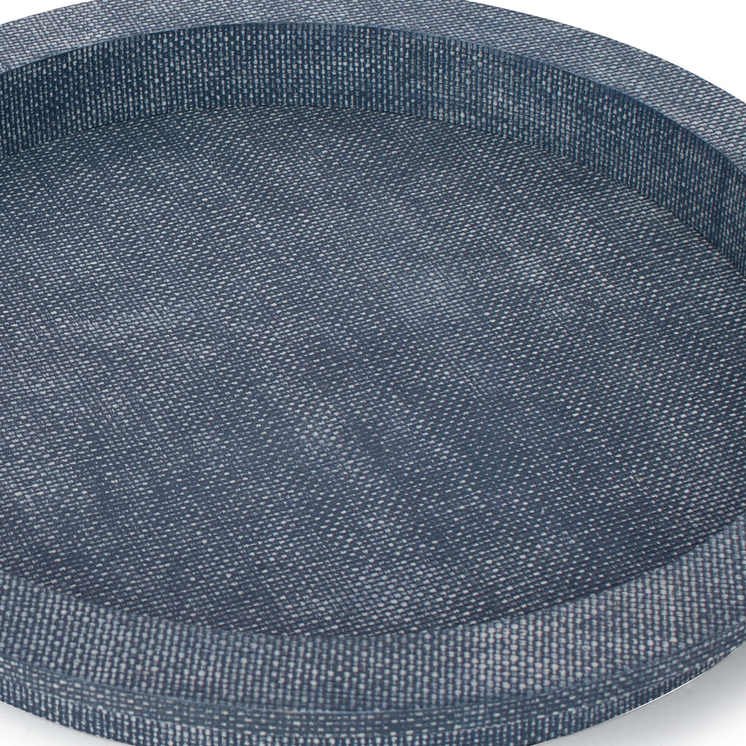TRAY RATTAN WITH ROPE HANDLES ROUND