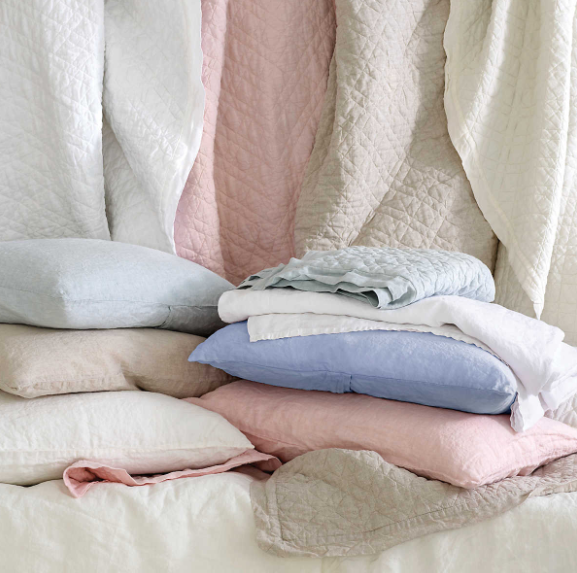 SHAM WASHED LINEN QUILTED NATURAL #59059