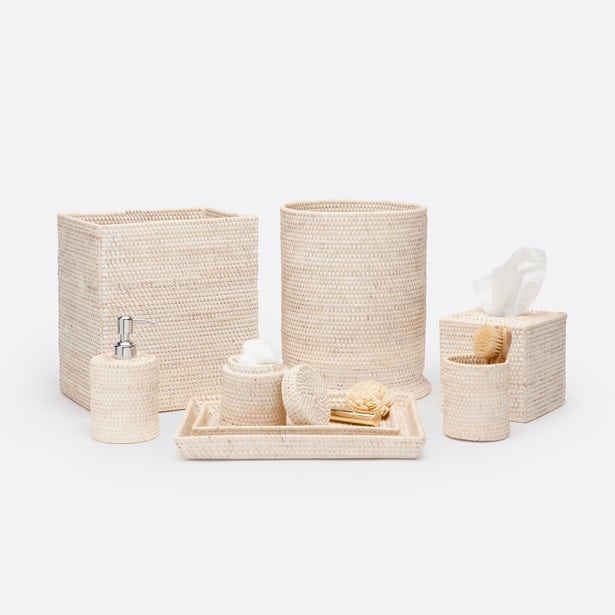 BATH COLLECTION WHITEWASHED RATTAN